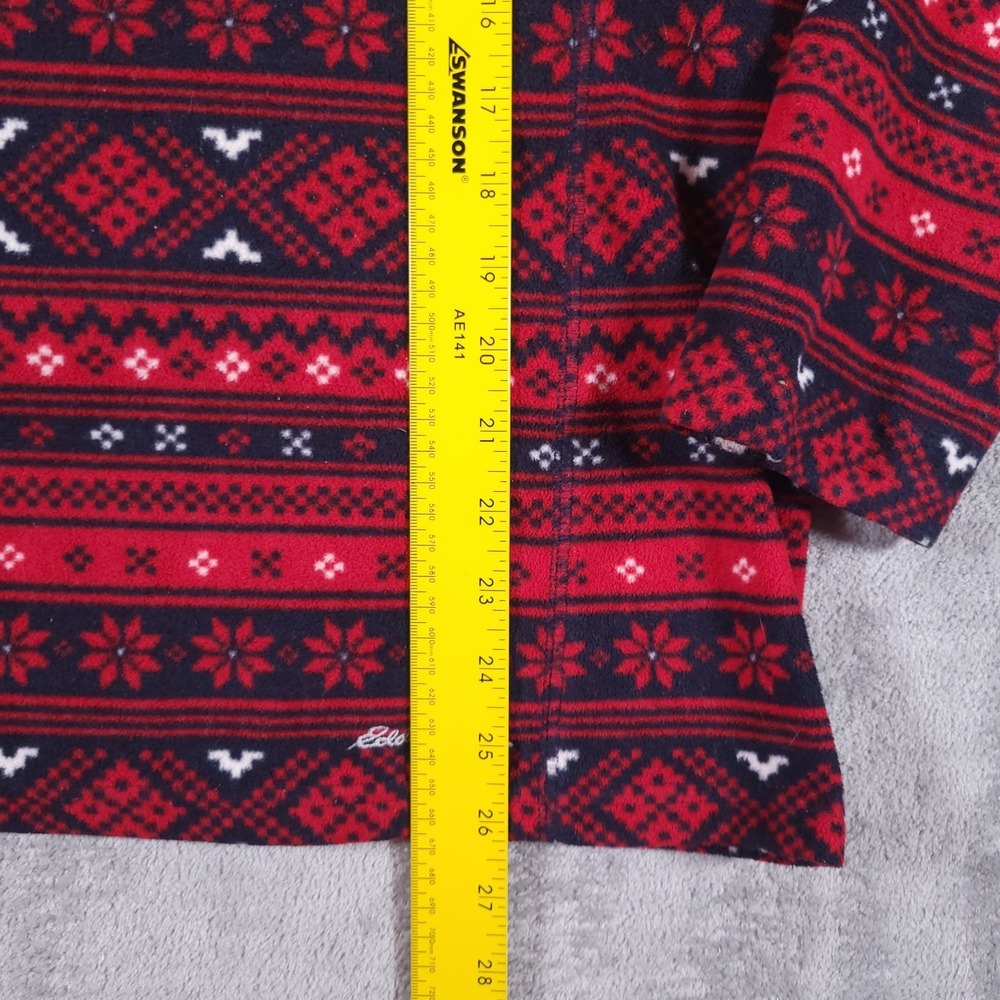 Eddie Bauer Fleece Pullover Womens Large‎ Red Geometric 1/4 Zip Sweater Holiday - Picture 4 of 9